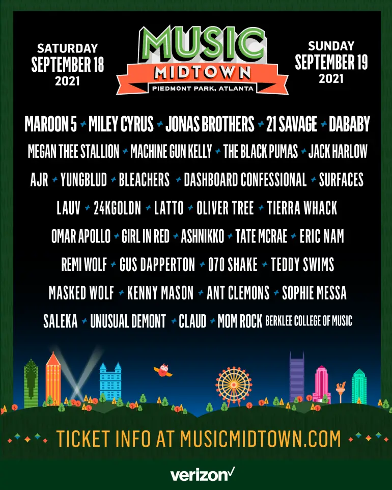 Lineup for Music Midtown Music Festival