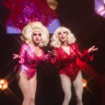 Trixie and Katya perform onstage in San Francisco.