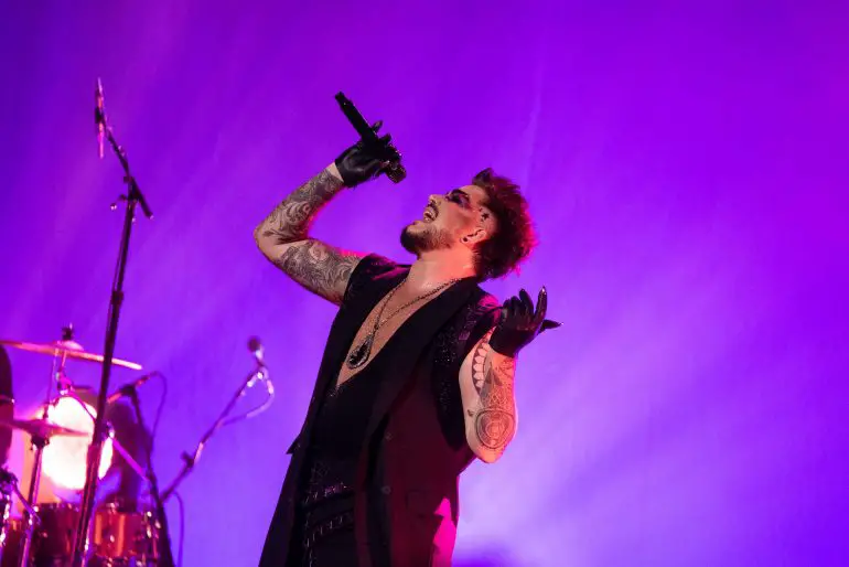 Adam Lambert performs onstage in Oakland, CA at the Paramount Theatre.